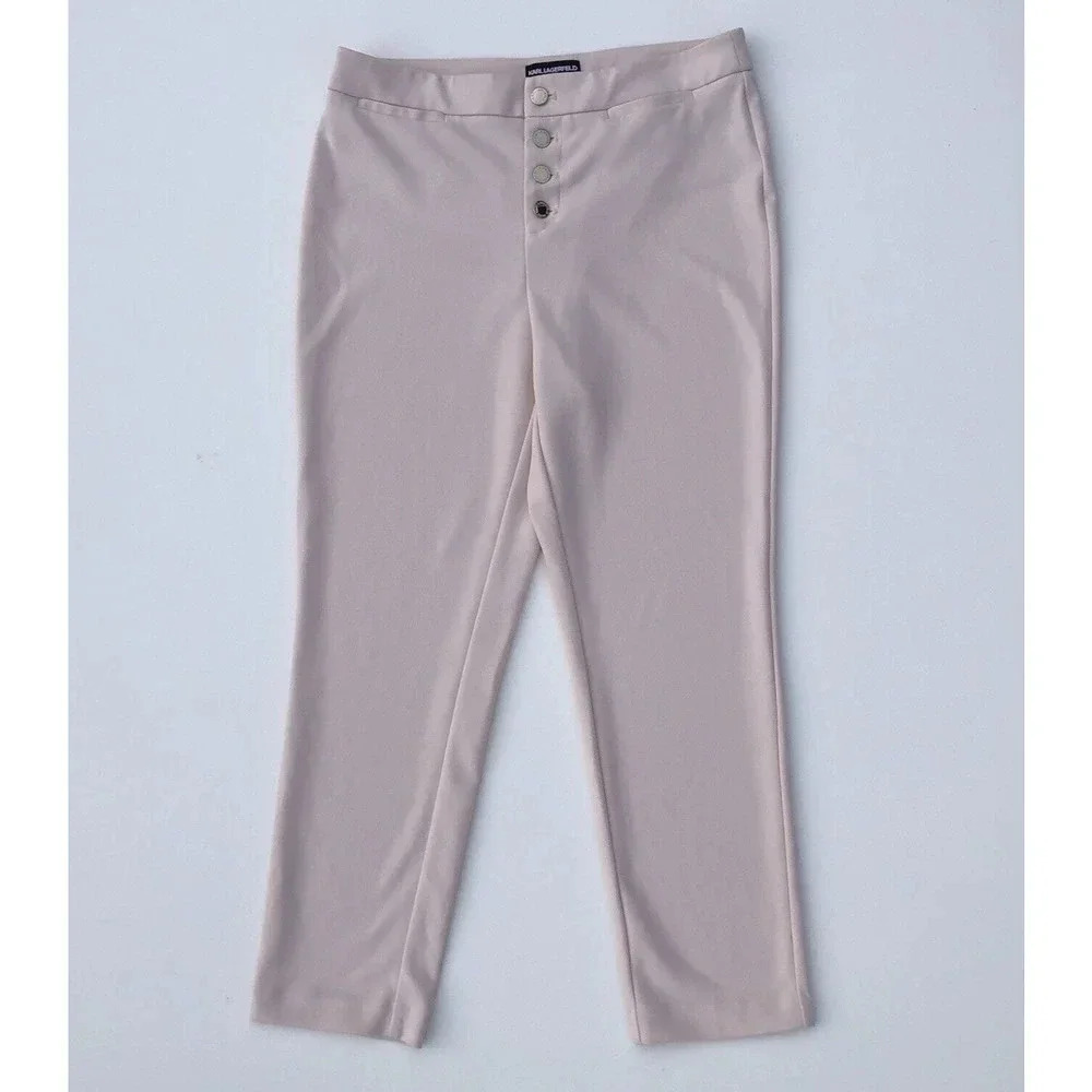 Karl Lagerfeld Paris color is Sherbet Pastel Pants/Trousers Gold Buttons Size 10